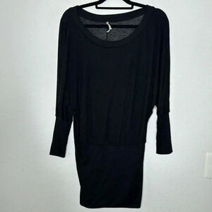 Lanston black small polyester rayon blend blouson top/dress NWOT